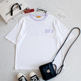 Oversize-T-Shirt mit pastellviolettem Print „Bright Moon“